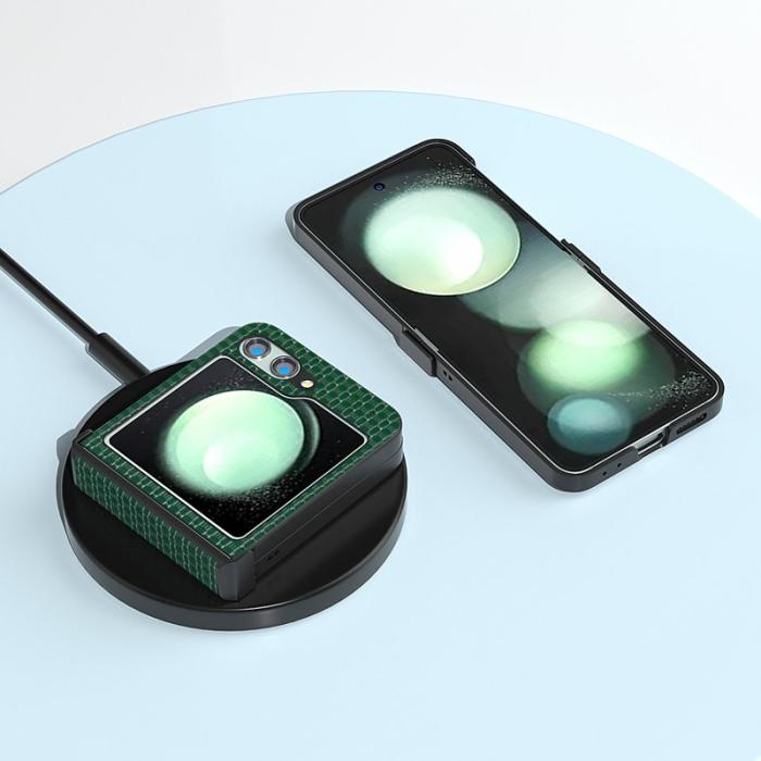 ABEEL - ABEEL Samsung Galaxy Z Flip5 Fodral PU Läder + Hård PC Grön