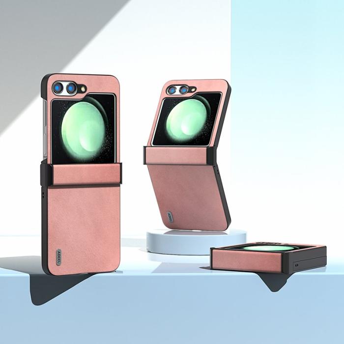ABEEL - ABEEL Samsung Galaxy Z Flip5 Fodral PU Läder + Hård PC - Rosa