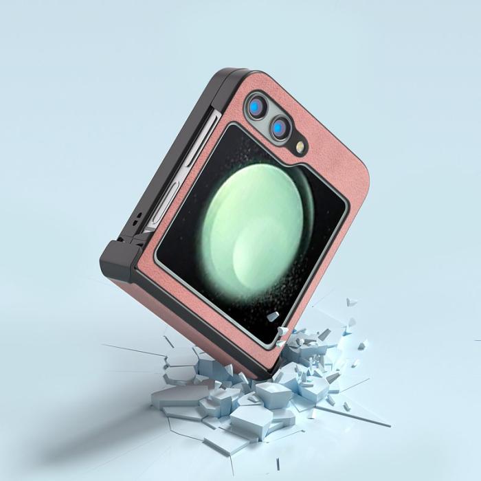 ABEEL - ABEEL Samsung Galaxy Z Flip5 Fodral PU Läder + Hård PC - Rosa