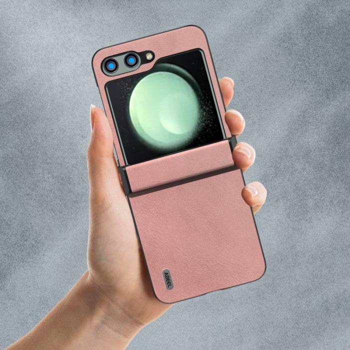 ABEEL - ABEEL Samsung Galaxy Z Flip5 Fodral PU Läder + Hård PC - Rosa