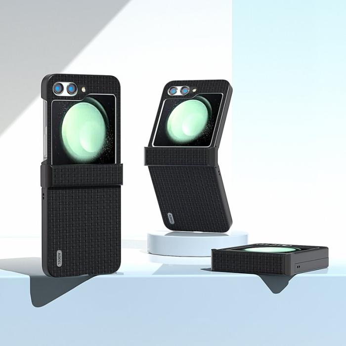 ABEEL - ABEEL Samsung Galaxy Z Flip5 Fodral PU Läder + Hård PC Svart