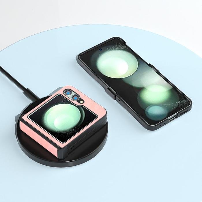 ABEEL - ABEEL Samsung Galaxy Z Flip5 Fodral PU Läder + PC - Rosa