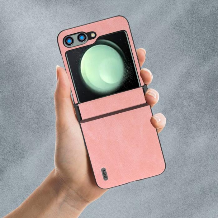 ABEEL - ABEEL Samsung Galaxy Z Flip5 Fodral PU Läder + PC - Rosa