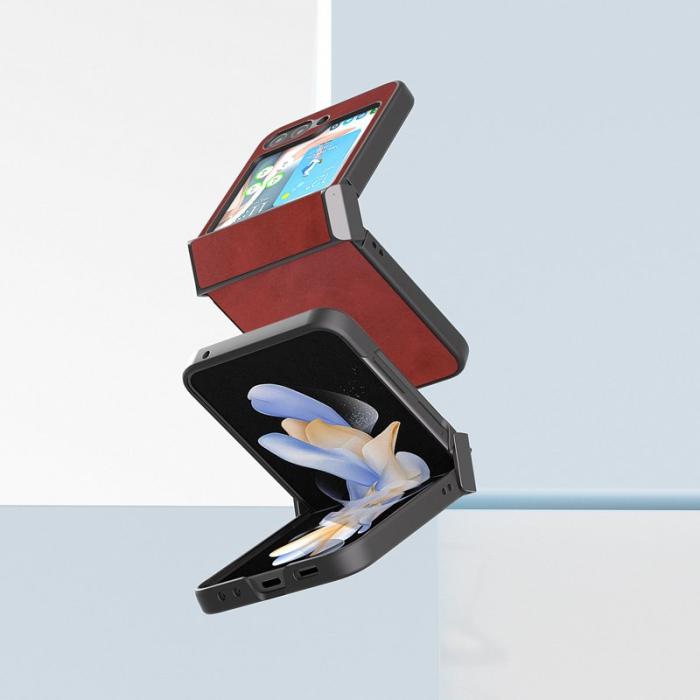 ABEEL - ABEEL Samsung Galaxy Z Flip5 Fodral PU Läder Röd