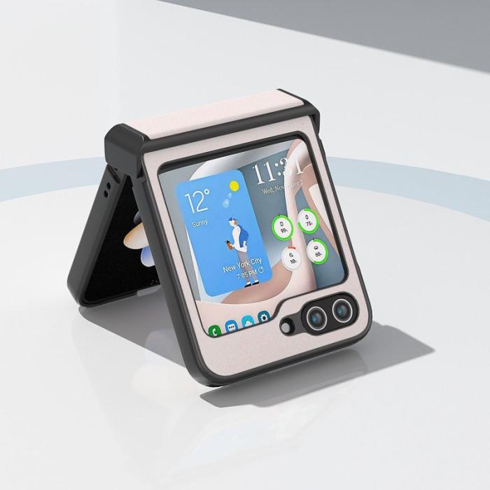 ABEEL - ABEEL Samsung Galaxy Z Flip5 Fodral PU Läder Vit