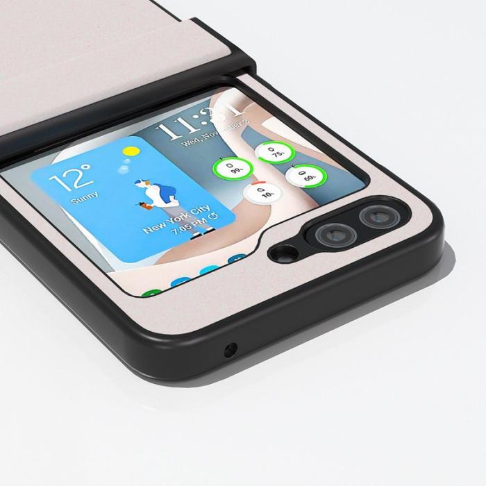 ABEEL - ABEEL Samsung Galaxy Z Flip5 Fodral PU Läder Vit