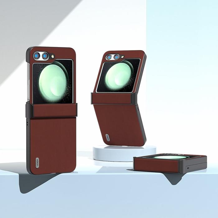 ABEEL - ABEEL Samsung Galaxy Z Flip5 Fodral Silky Touch Läder - Kaffe