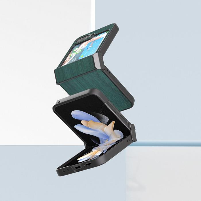 ABEEL - ABEEL Samsung Galaxy Z Flip5 Fodral Trätextur Grön