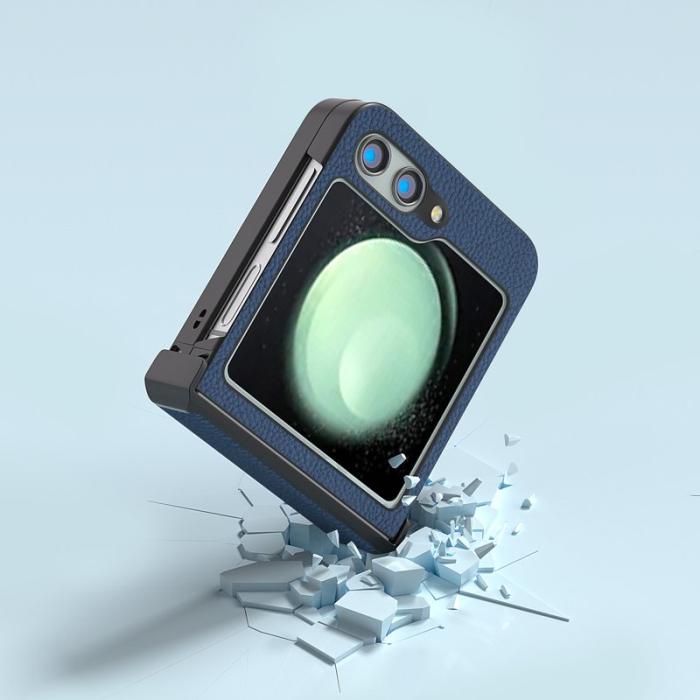 ABEEL - ABEEL Samsung Galaxy Z Flip5 Litchi Texture Fodral Blå
