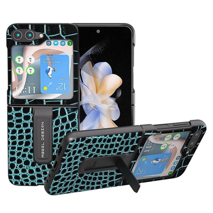 ABEEL - ABEEL Samsung Galaxy Z Flip5 Skal Crocodile Textur Blå