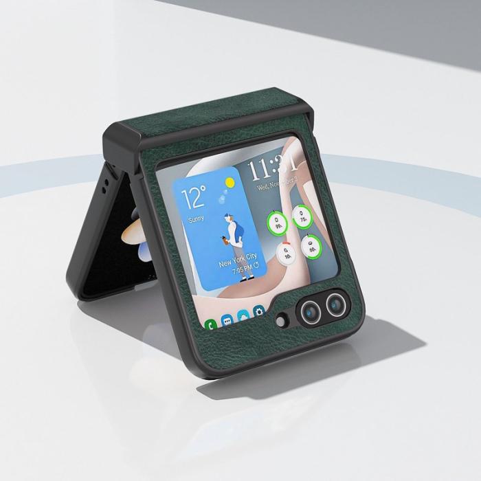 ABEEL - ABEEL Samsung Galaxy Z Flip5 Skal Drop-Proof Litchi Grön