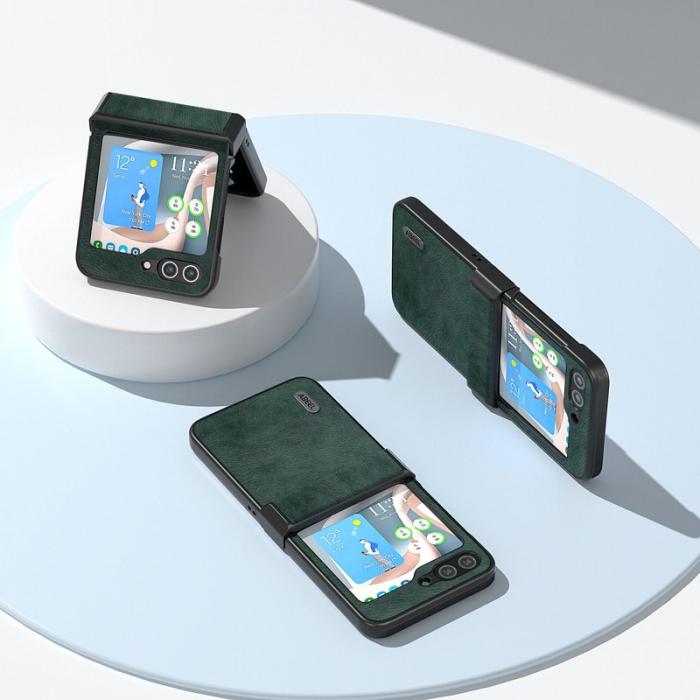 ABEEL - ABEEL Samsung Galaxy Z Flip5 Skal Drop-Proof Litchi Grön