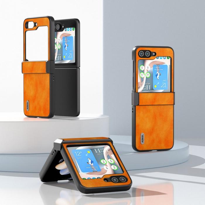 ABEEL - ABEEL Samsung Galaxy Z Flip5 Skal Drop-Proof Litchi Orange