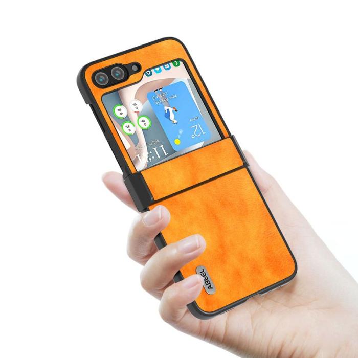 ABEEL - ABEEL Samsung Galaxy Z Flip5 Skal Drop-Proof Litchi Orange