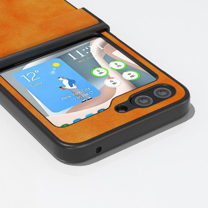 ABEEL - ABEEL Samsung Galaxy Z Flip5 Skal Drop-Proof Litchi Orange