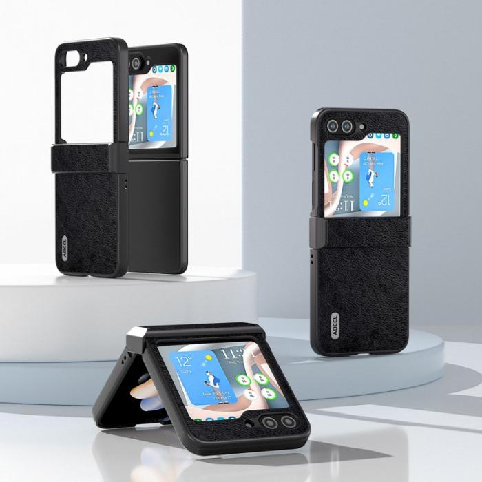 ABEEL - ABEEL Samsung Galaxy Z Flip5 Skal Drop-Proof Litchi Textur Svart