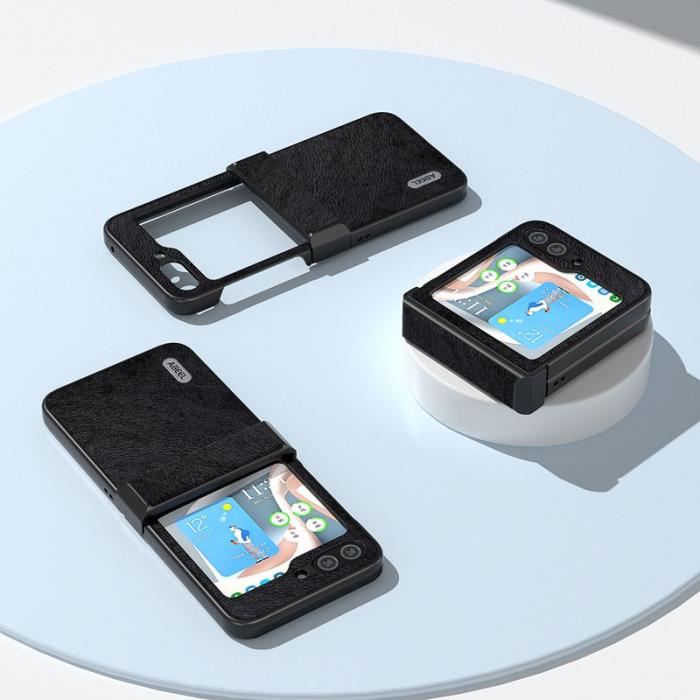 ABEEL - ABEEL Samsung Galaxy Z Flip5 Skal Drop-Proof Litchi Textur Svart