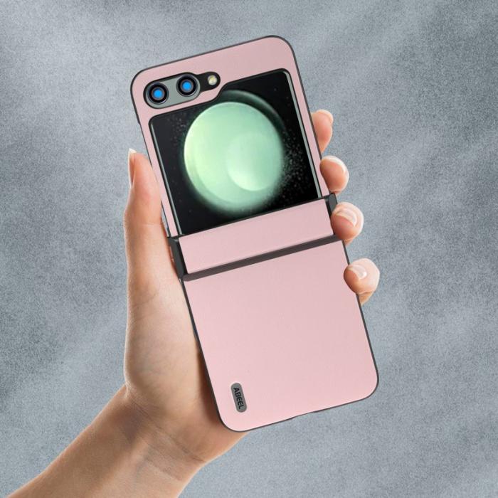 ABEEL - ABEEL Samsung Galaxy Z Flip5 Skal Hinge Design Läder - Rosa