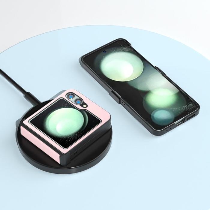 ABEEL - ABEEL Samsung Galaxy Z Flip5 Skal Hinge Design Läder - Rosa