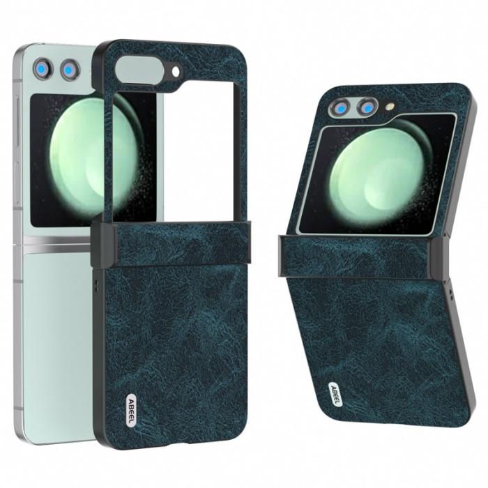 ABEEL - ABEEL Samsung Galaxy Z Flip5 Mobilskal Hinge Design Litchi Blå