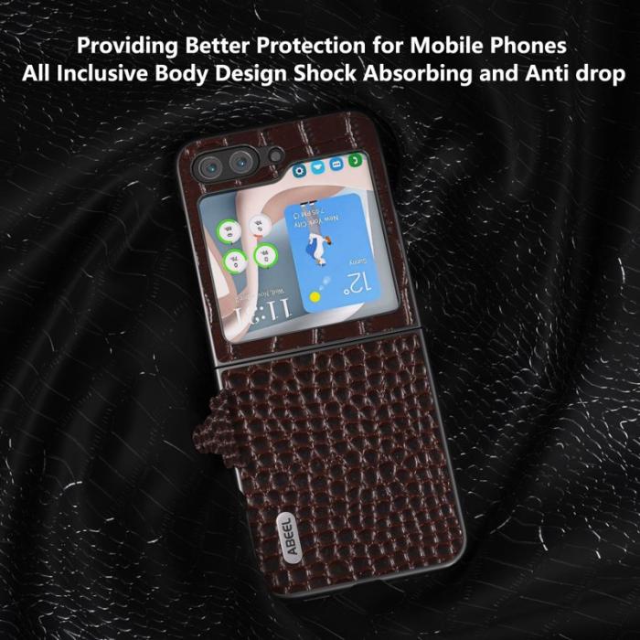 ABEEL - ABEEL Samsung Galaxy Z Flip5 Skal i äkta läder - Kaffe