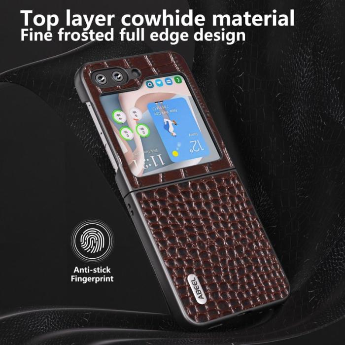 ABEEL - ABEEL Samsung Galaxy Z Flip5 Skal i äkta läder - Kaffe
