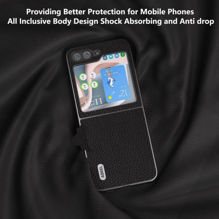 ABEEL - ABEEL Samsung Galaxy Z Flip5 Skal i Läder - Svart