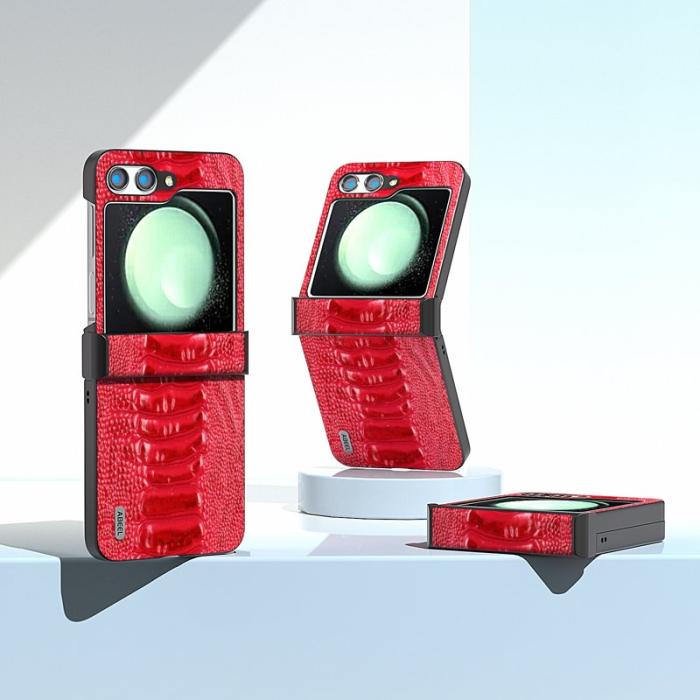 ABEEL - ABEEL Samsung Galaxy Z Flip5 Skal Krokodiltextur Röd