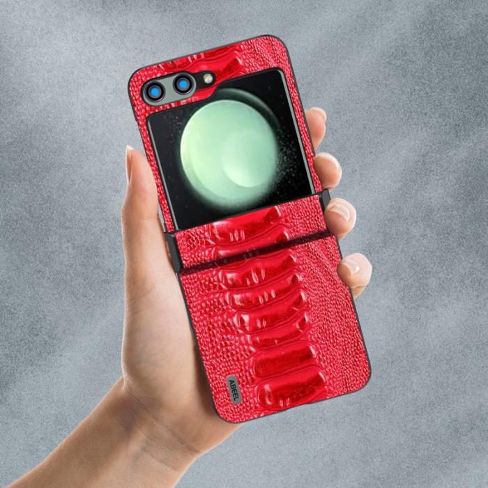 ABEEL - ABEEL Samsung Galaxy Z Flip5 Skal Krokodiltextur Röd