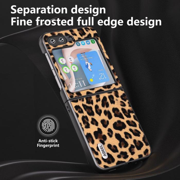 ABEEL - ABEEL Samsung Galaxy Z Flip5 Skal Leopardmönster Champagne Gold