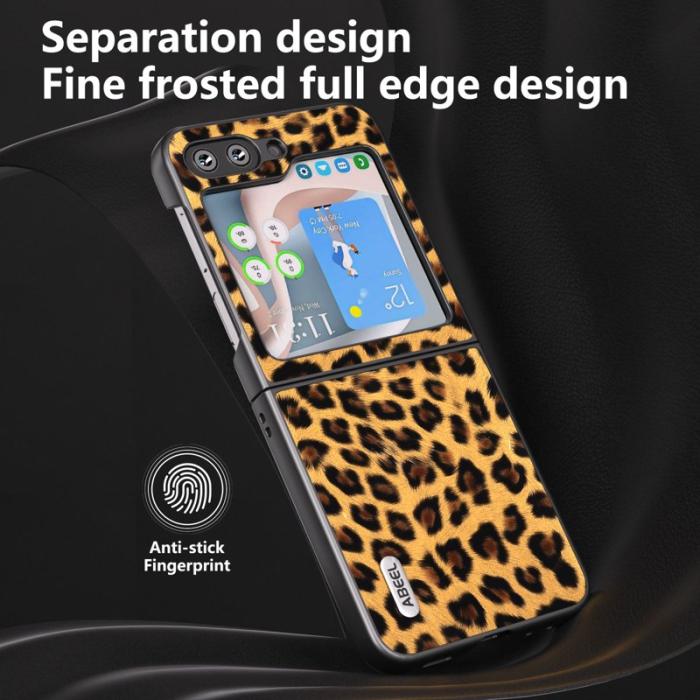 ABEEL - ABEEL Samsung Galaxy Z Flip5 Skal Leopardmönster Guld
