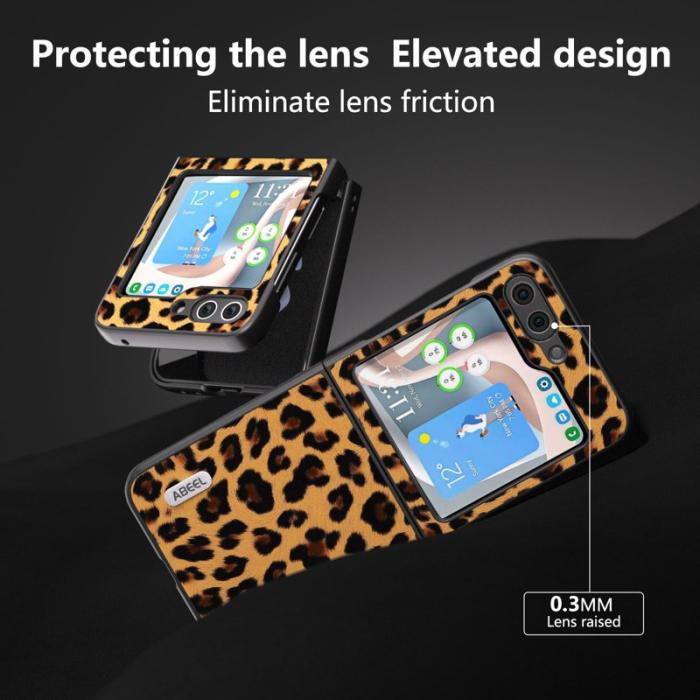 ABEEL - ABEEL Samsung Galaxy Z Flip5 Skal Leopardmönster Guld