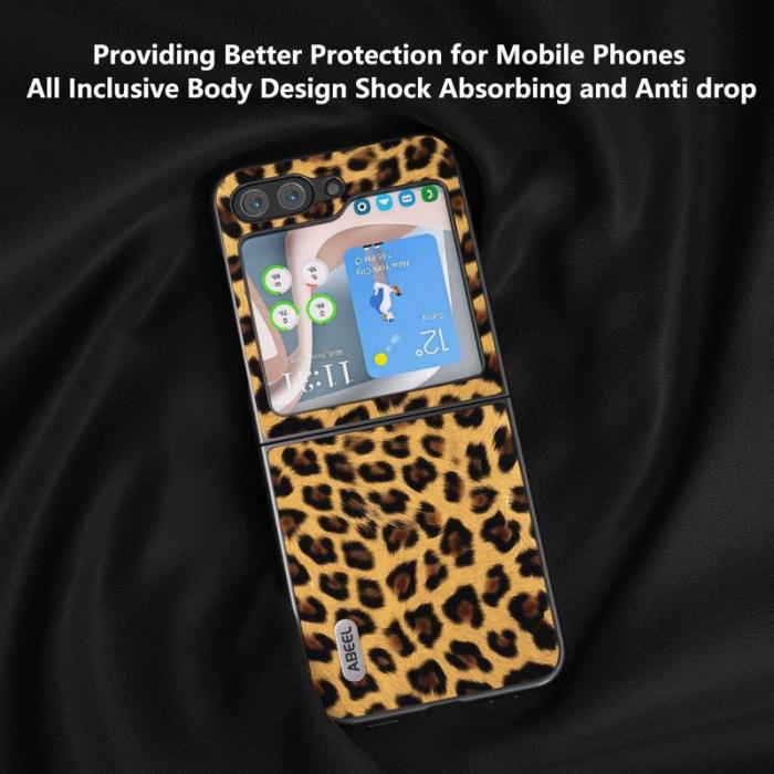 ABEEL - ABEEL Samsung Galaxy Z Flip5 Skal Leopardmönster Guld