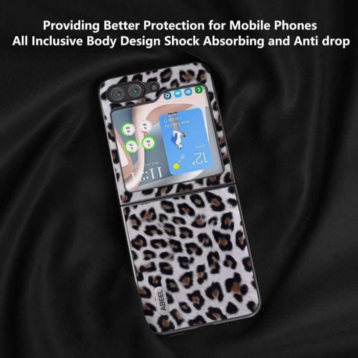 ABEEL - ABEEL Samsung Galaxy Z Flip5 Skal Leopardmönster Silver