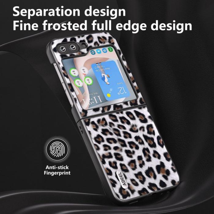 ABEEL - ABEEL Samsung Galaxy Z Flip5 Skal Leopardmönster Silver