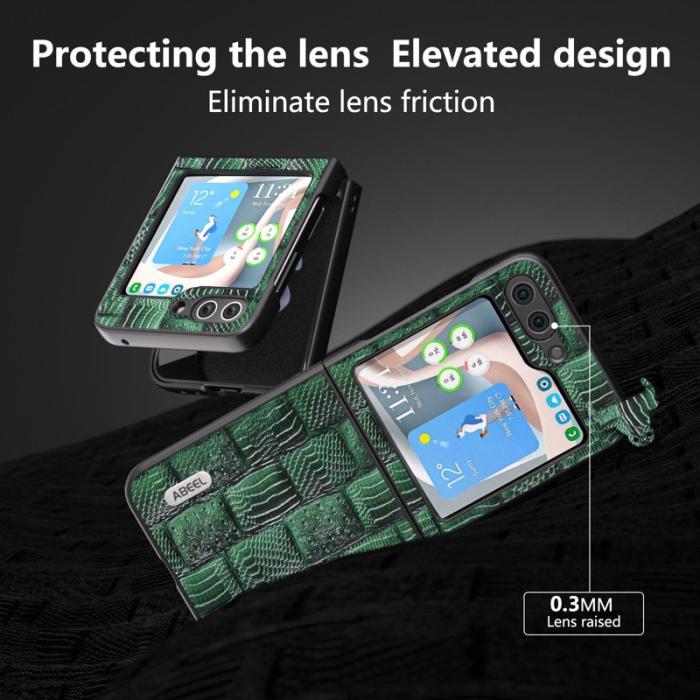 ABEEL - ABEEL Samsung Galaxy Z Flip5 Skal Mahjong Textur Grön