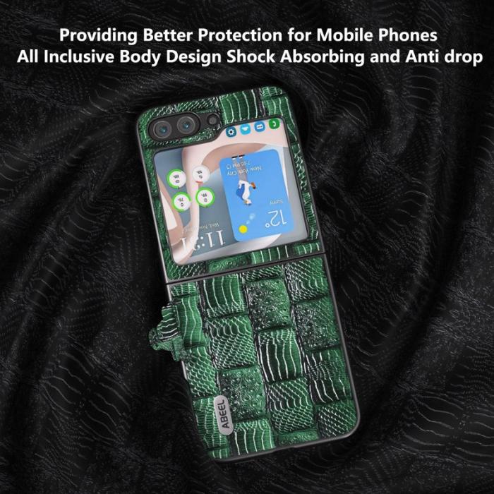 ABEEL - ABEEL Samsung Galaxy Z Flip5 Skal Mahjong Textur Grön