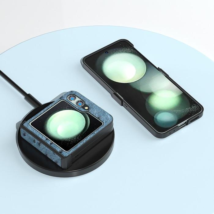 ABEEL - ABEEL Samsung Galaxy Z Flip5 Skal Ostrich Textur Blå