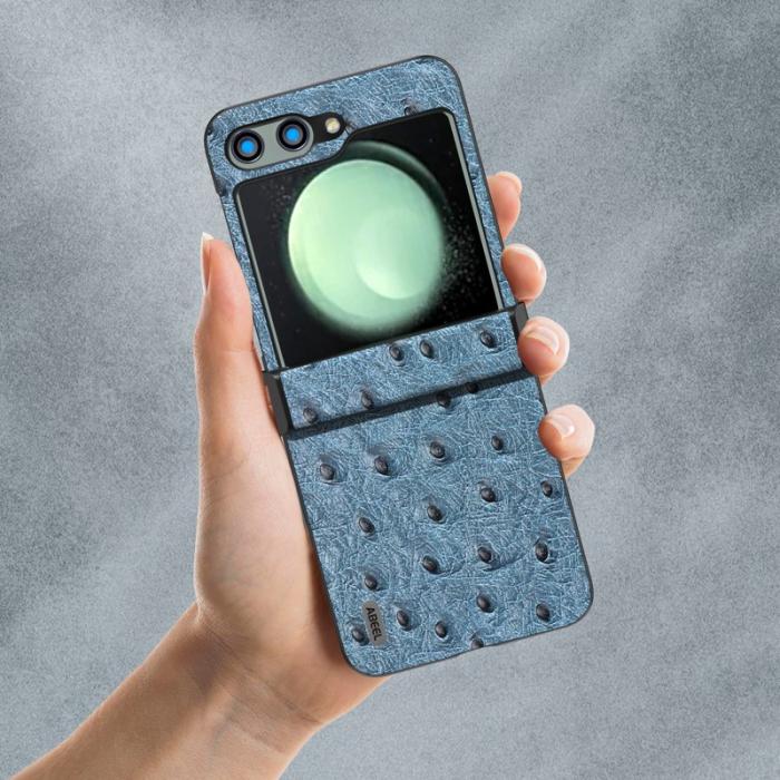 ABEEL - ABEEL Samsung Galaxy Z Flip5 Skal Ostrich Textur Blå