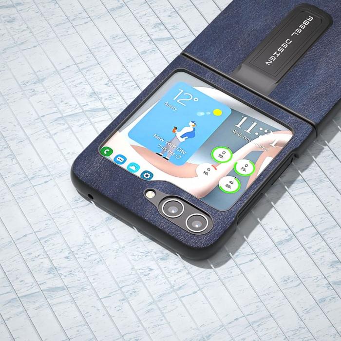 ABEEL - ABEEL Samsung Galaxy Z Flip5 Skal PU Läder Blå