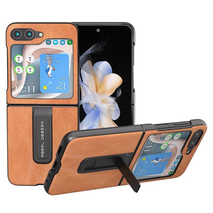 ABEEL - ABEEL Samsung Galaxy Z Flip5 Skal PU Läder Brun