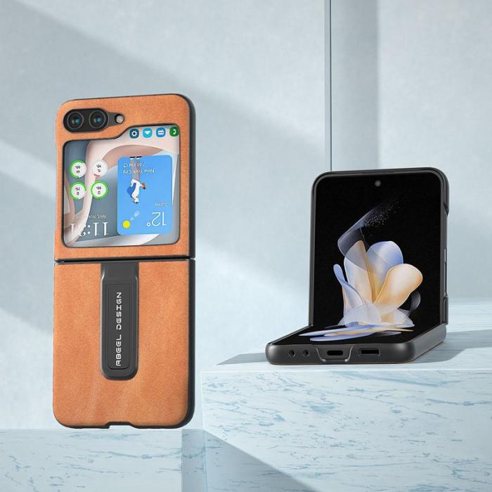 ABEEL - ABEEL Samsung Galaxy Z Flip5 Skal PU Läder Brun