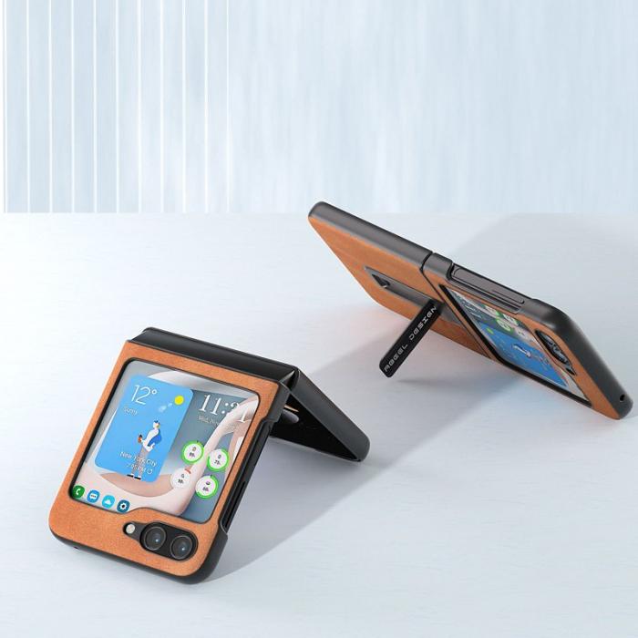 ABEEL - ABEEL Samsung Galaxy Z Flip5 Skal PU Läder Brun