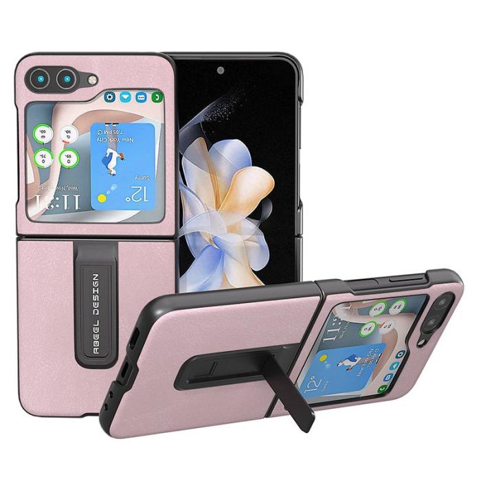 ABEEL - ABEEL Samsung Galaxy Z Flip5 Skal PU Läder Coated - Rosa