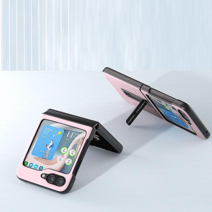 ABEEL - ABEEL Samsung Galaxy Z Flip5 Skal PU Läder Coated - Rosa