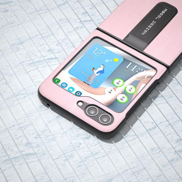 ABEEL - ABEEL Samsung Galaxy Z Flip5 Skal PU Läder Coated - Rosa