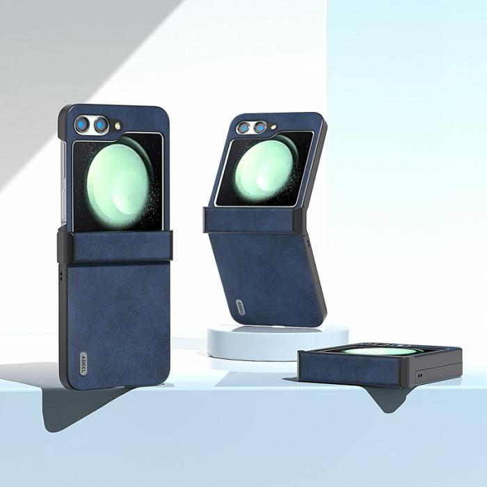 ABEEL - ABEEL Samsung Galaxy Z Flip5 Skal PU Läder + Hård PC - Blå