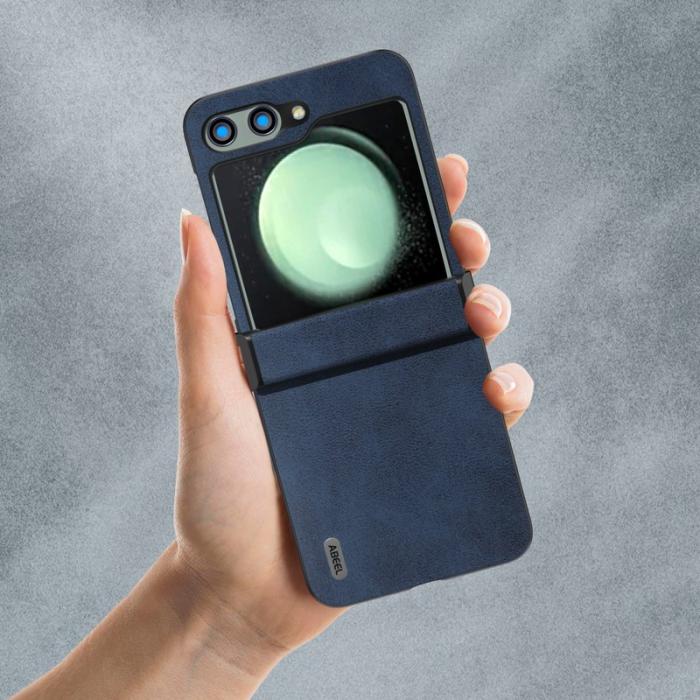 ABEEL - ABEEL Samsung Galaxy Z Flip5 Skal PU Läder + Hård PC - Blå