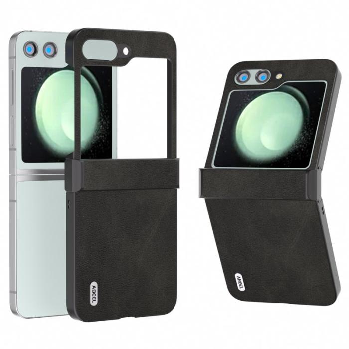 ABEEL - ABEEL Samsung Galaxy Z Flip5 Skal PU Läder + Hård PC - Svart