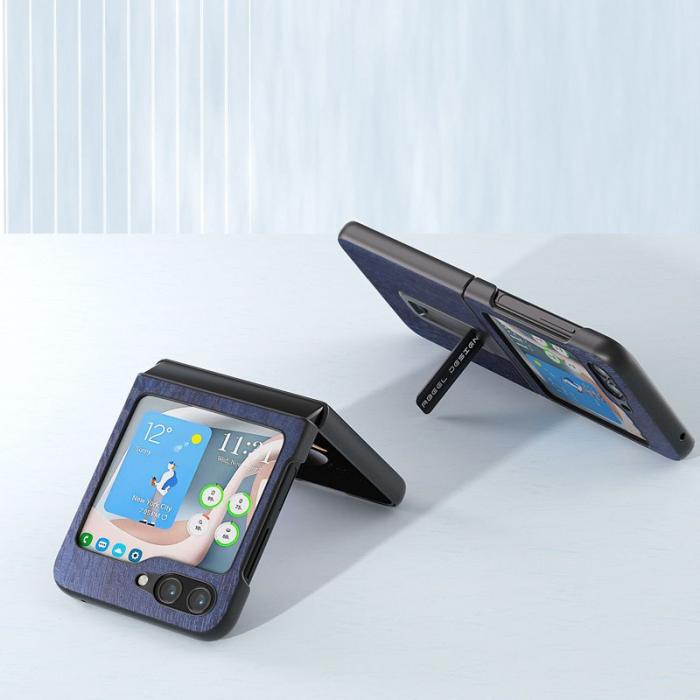 ABEEL - ABEEL Samsung Galaxy Z Flip5 Skal PU Läder Kickstand Blå